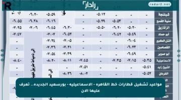 مواعيد تشغيل قطارات خط القاهرة – الإسماعيلية – بورسعيد الجديدة.. تعرف عليها الآن